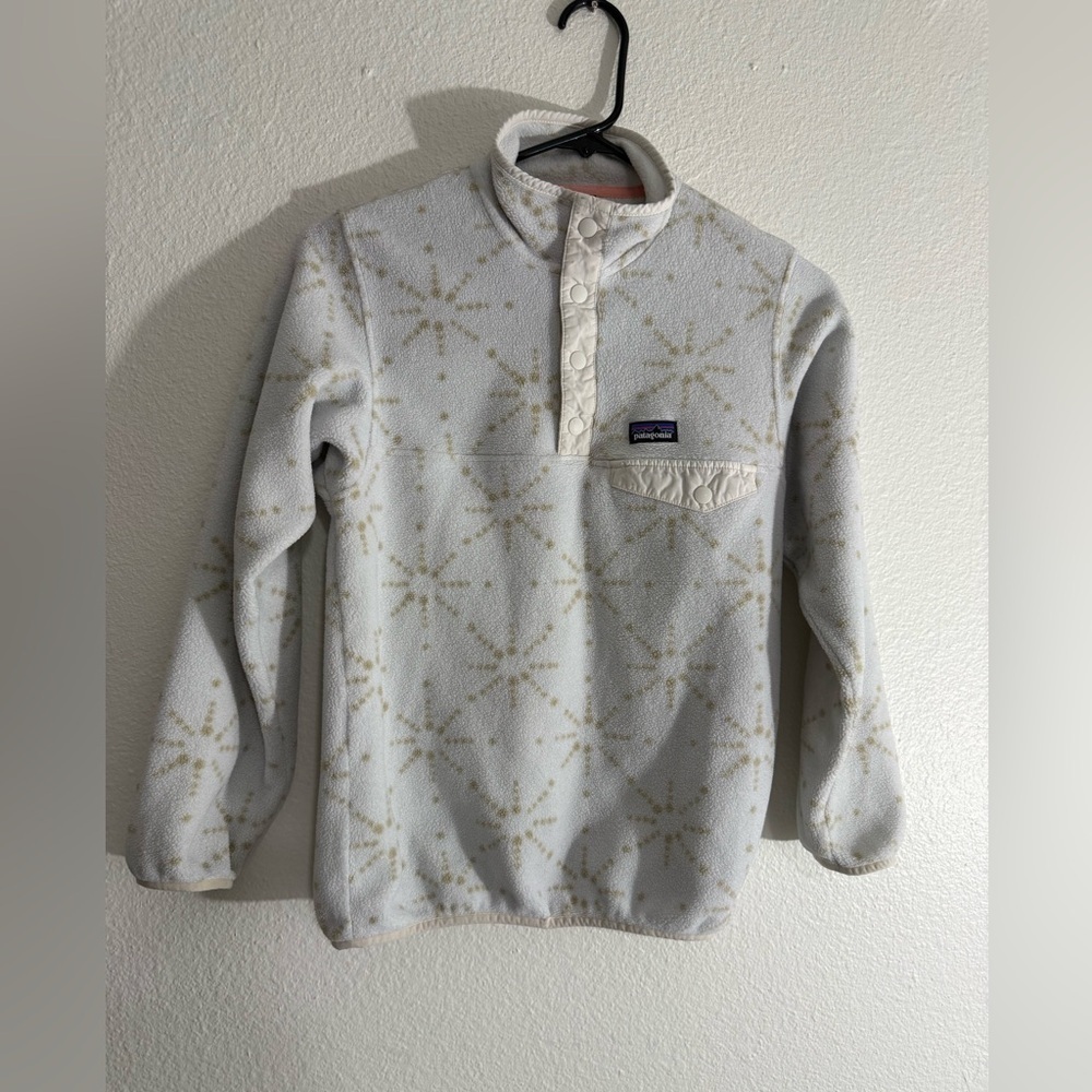 Patagonia Kids Fleece Pullover in White and Gold